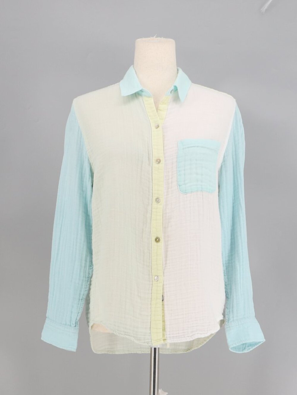 RAILS Ellis Mint Cotton Gauze Colorblock Button Down Shirt Size S